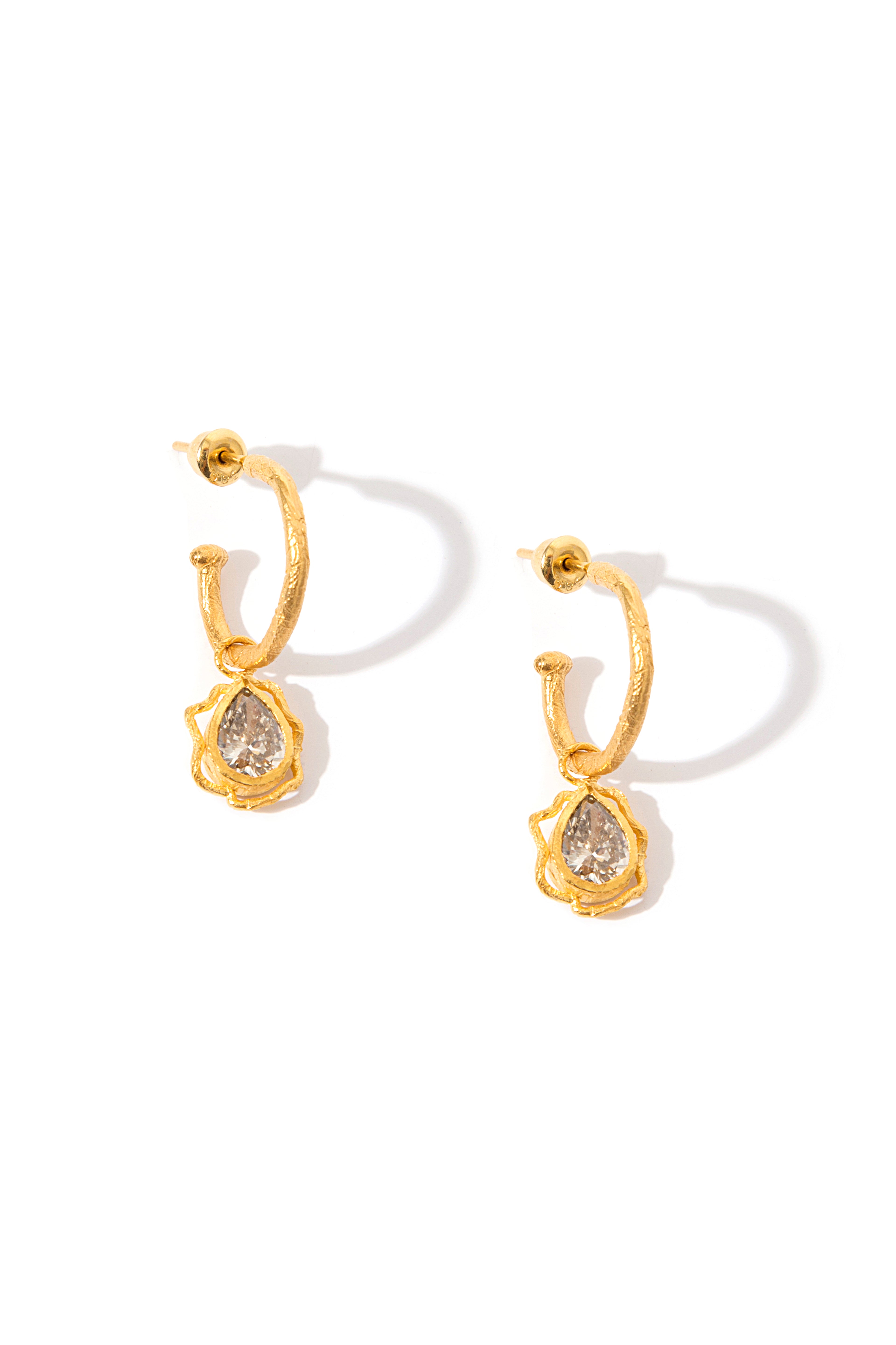 Champagne Diamond Hoop Earrings