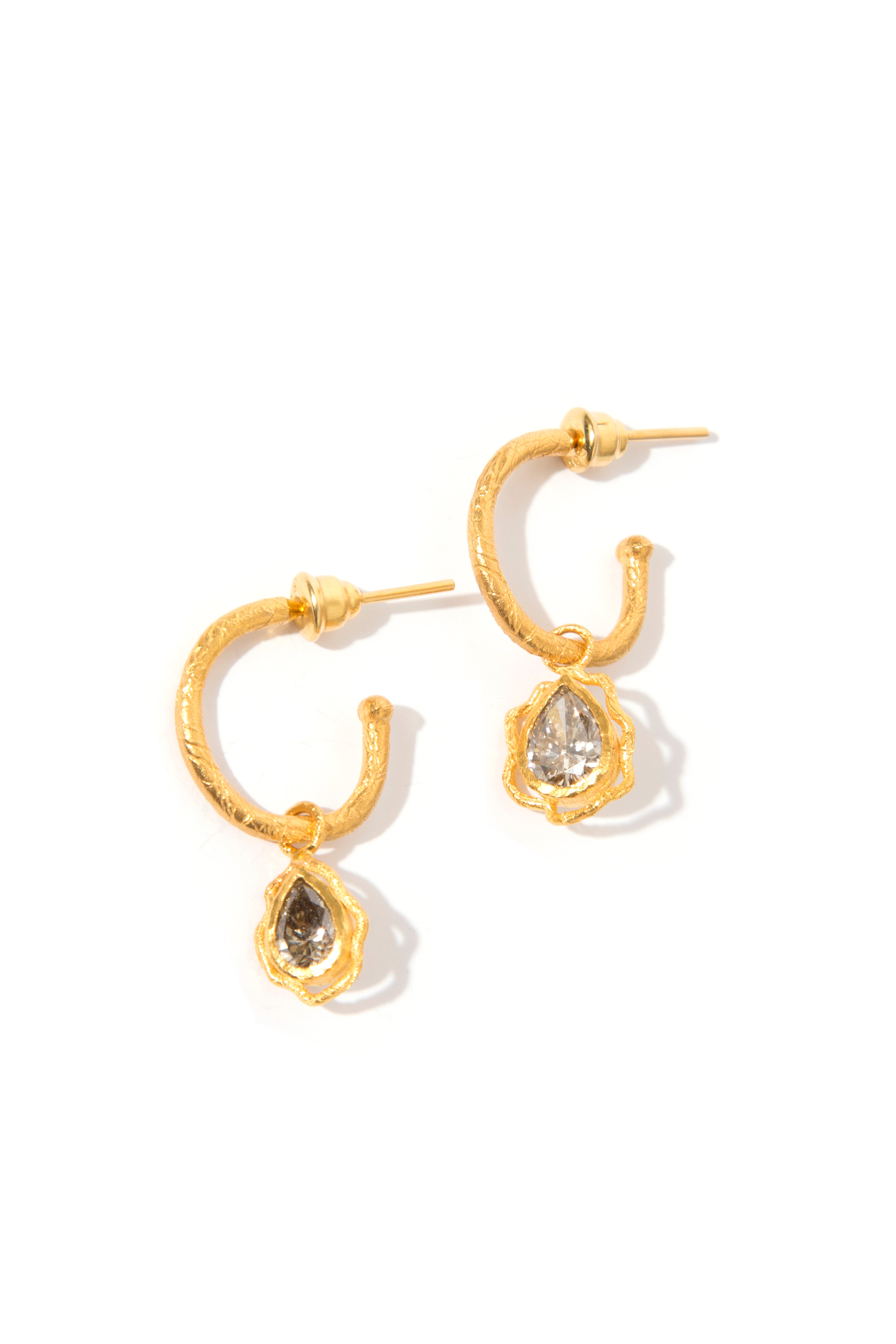 Champagne Diamond Hoop Earrings