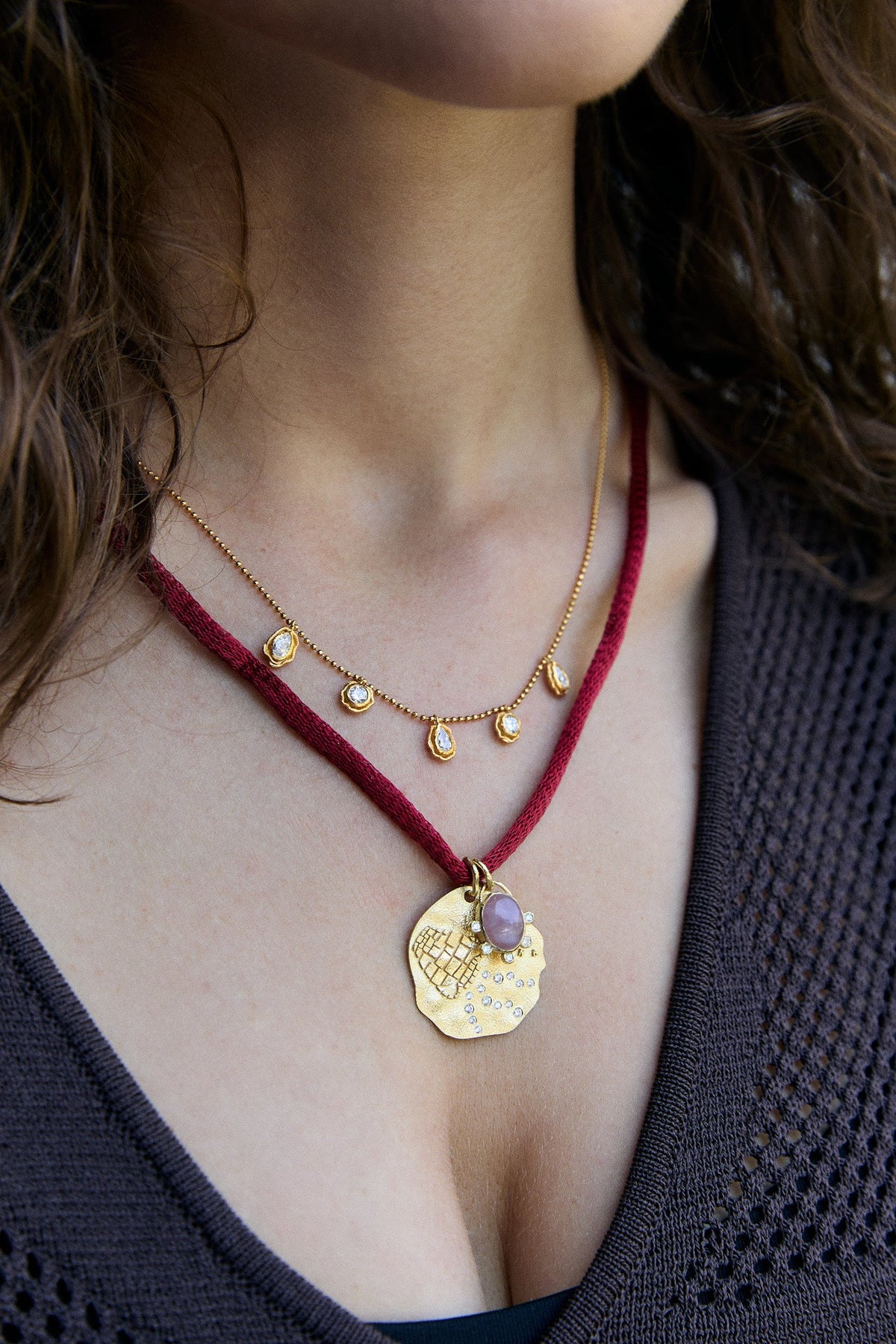 Natural Stone Charm · 14k Gold