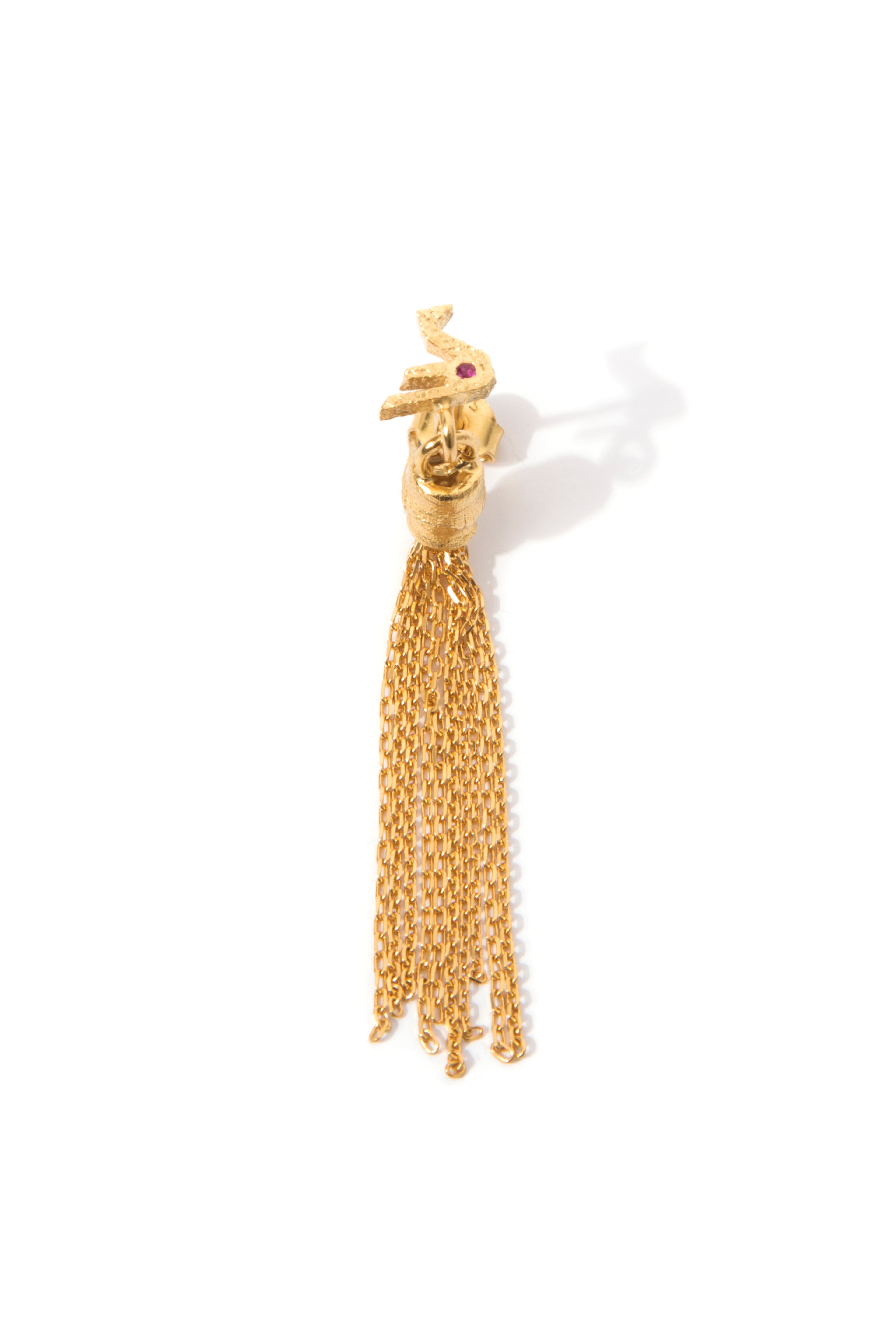 Small Bird Stud Earring with Tassel