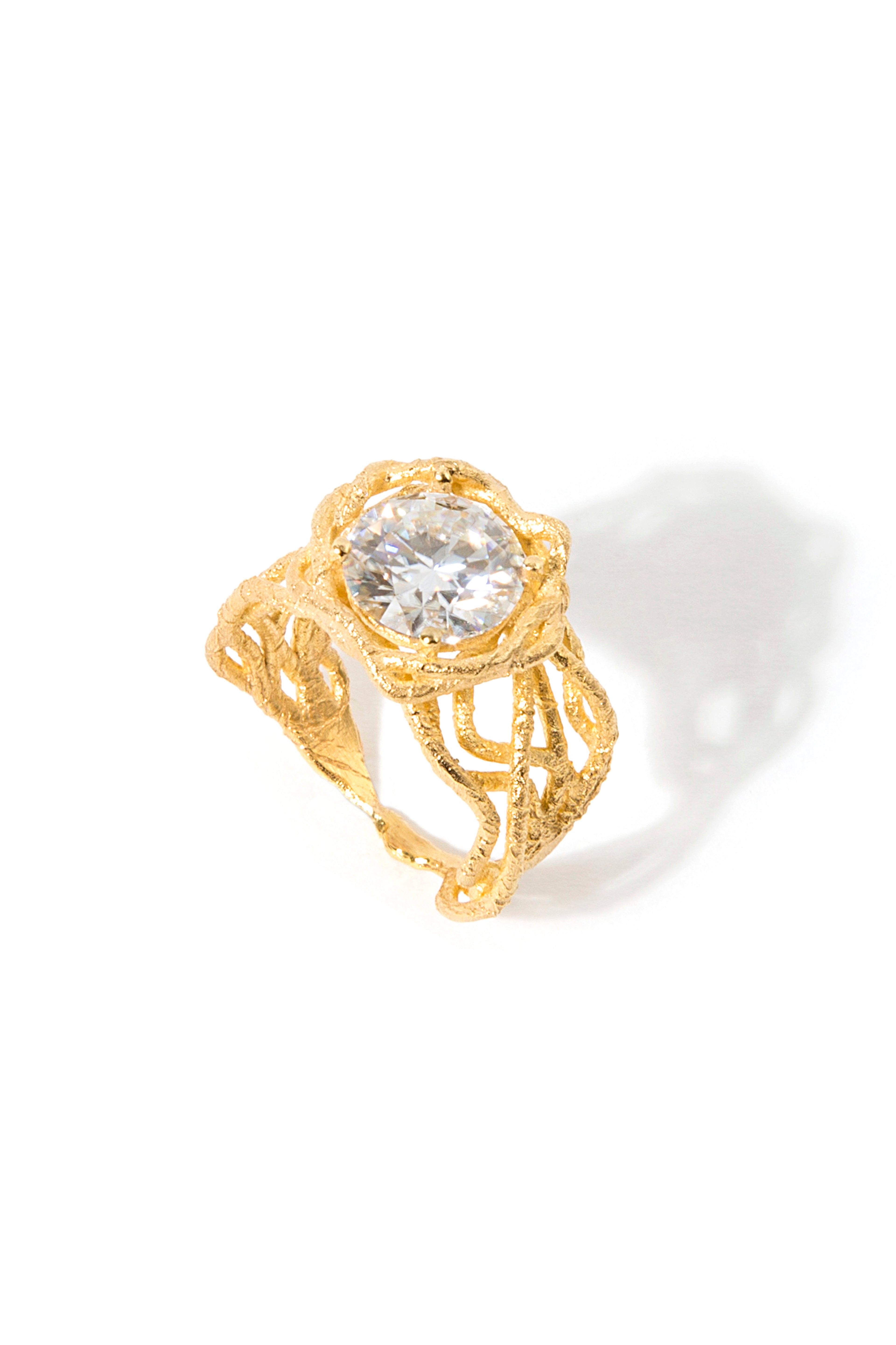 Diamond Stone Solitaire Raw Ring