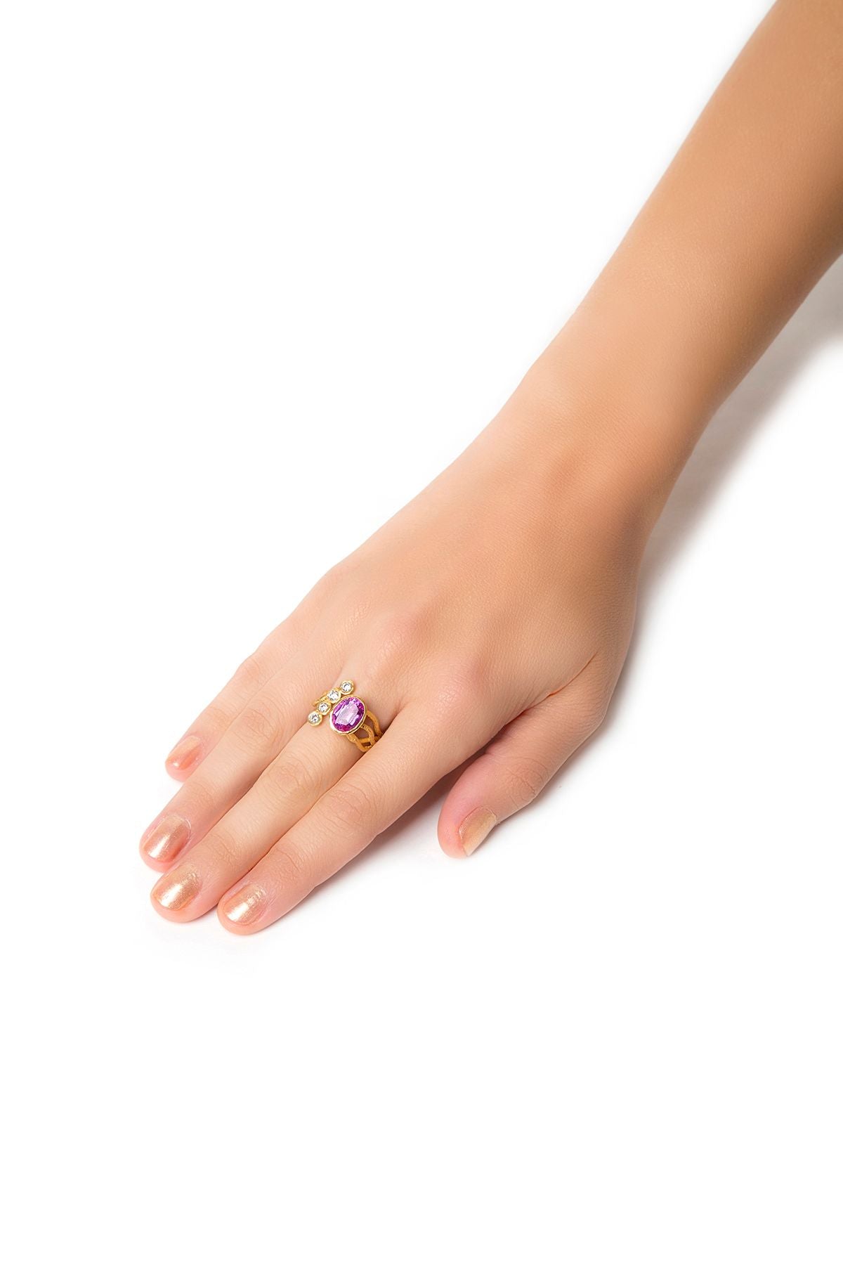 Tourmaline Raw Ring with Diamonds