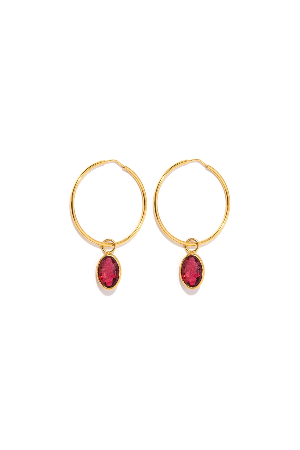 Big Red Intaglio Hoop