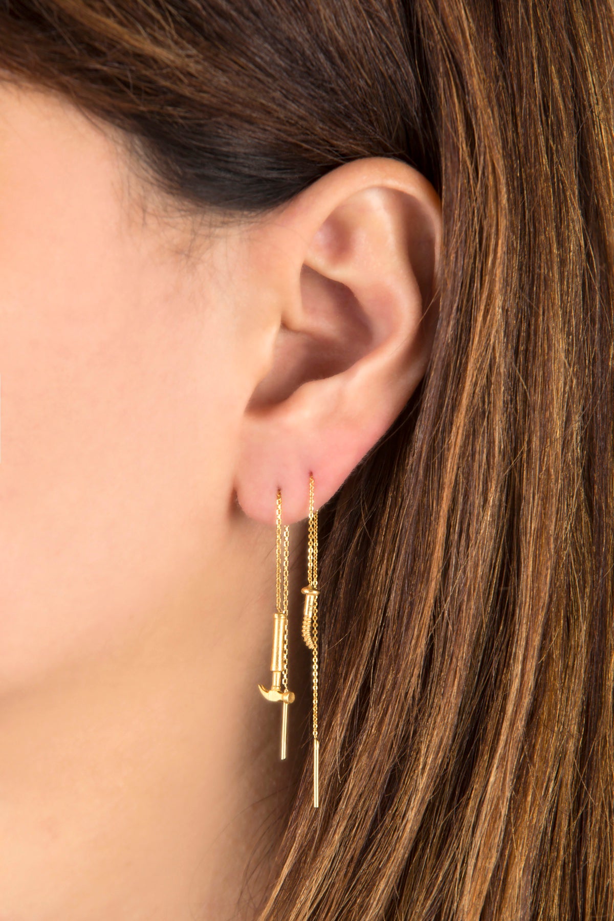 Hammer Earring With Chain