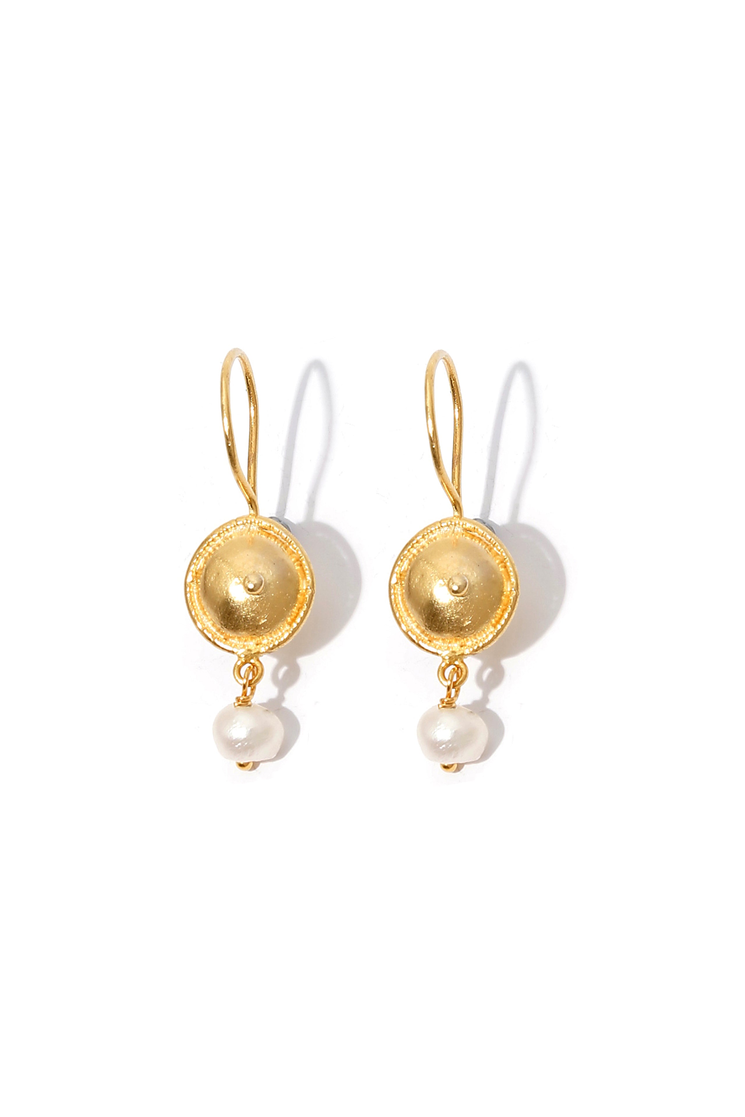 Button Earring with a Pearl