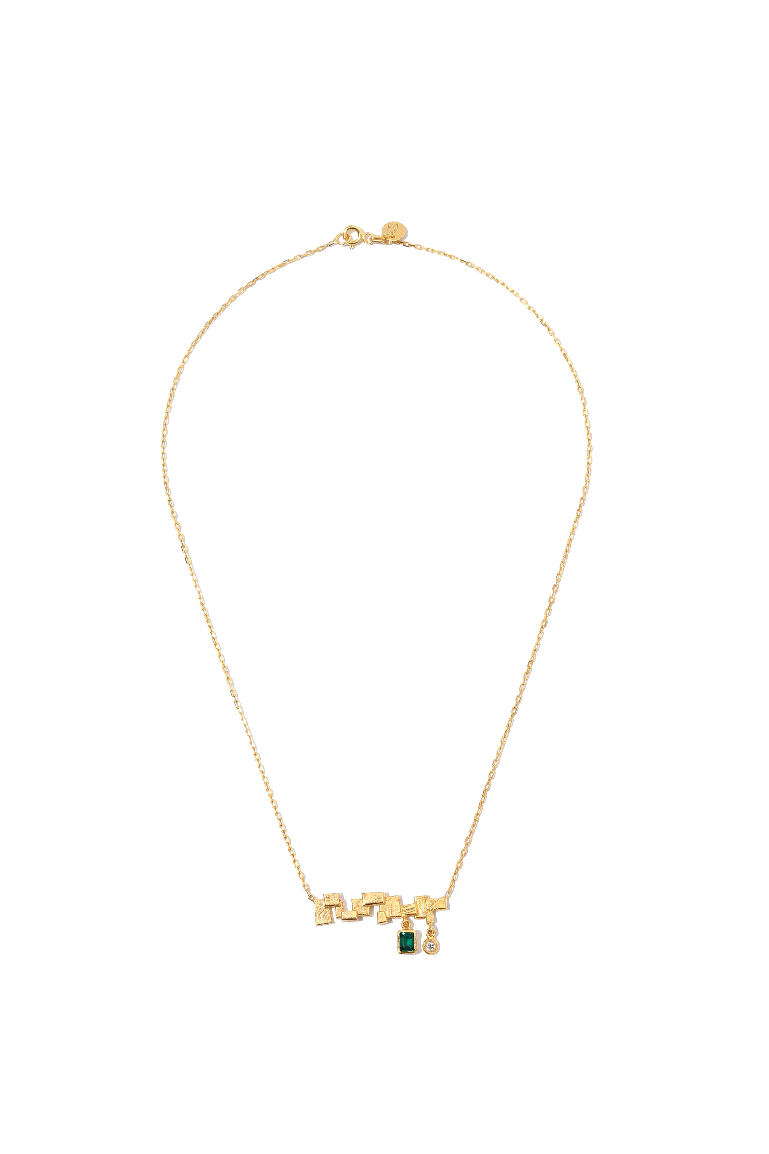 Mosaic Necklace with Emerald and Diamond