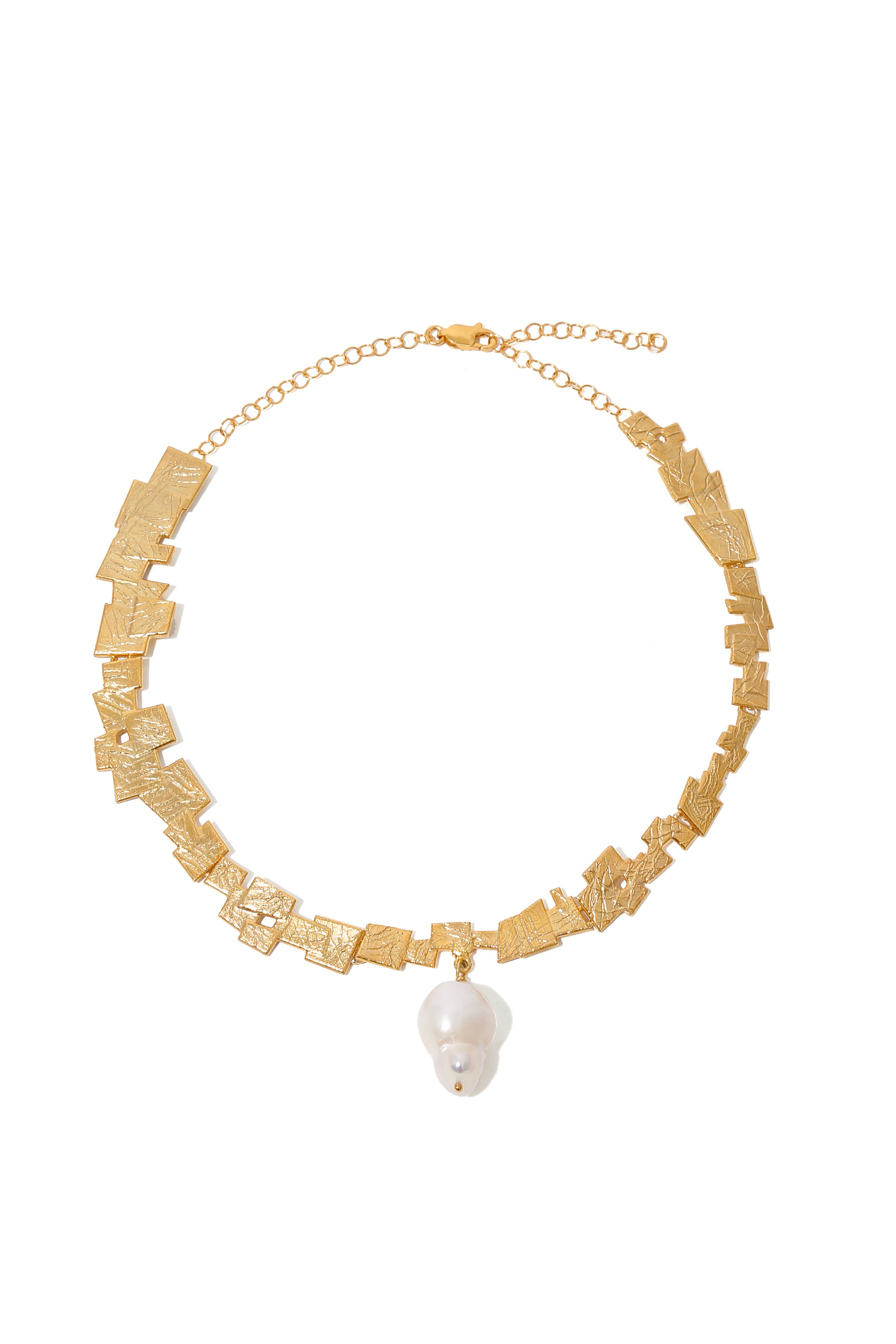 Mosaic Choker Necklace with Baroque Pearl