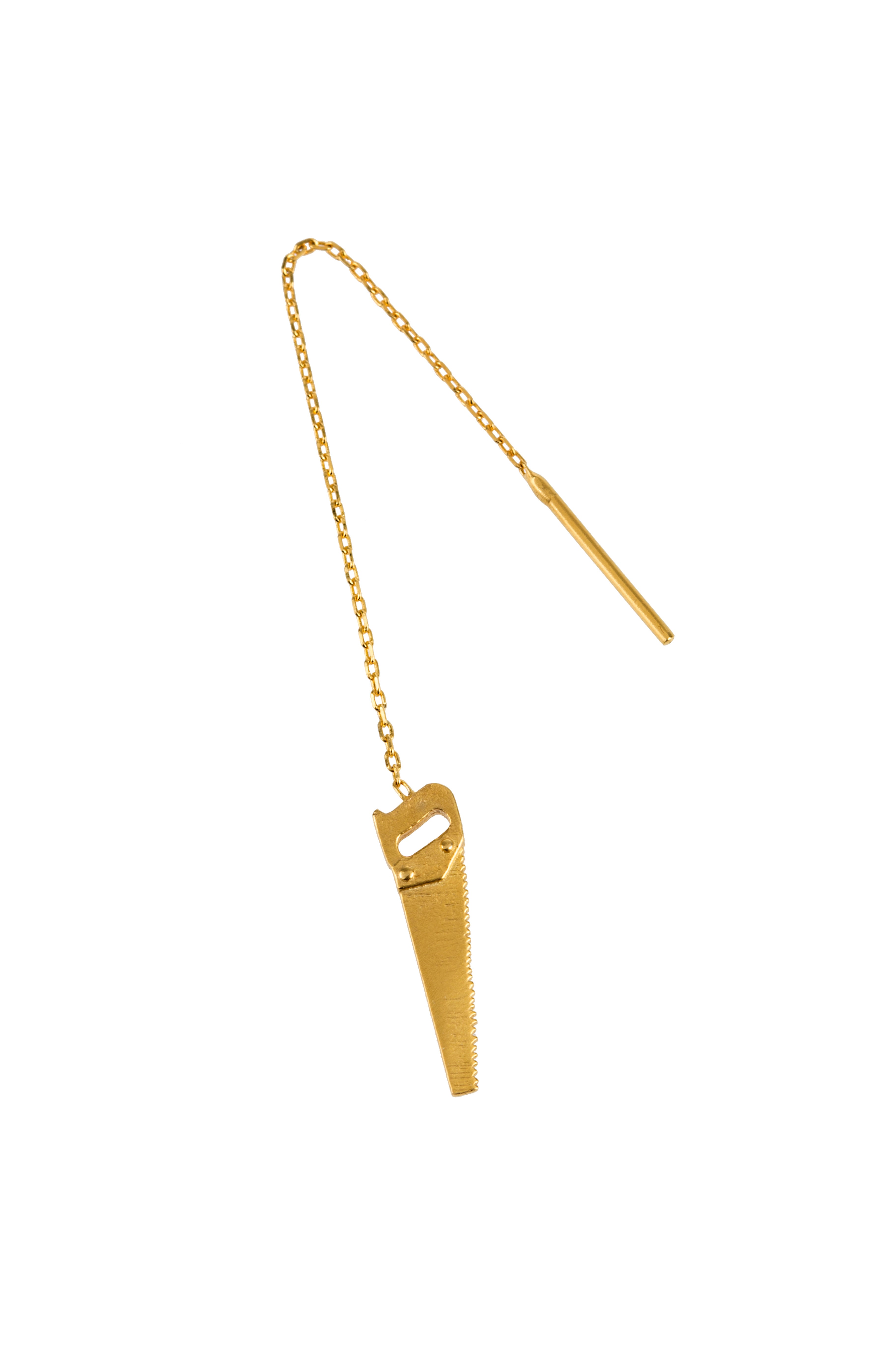 Mini Saw Earring With Chain