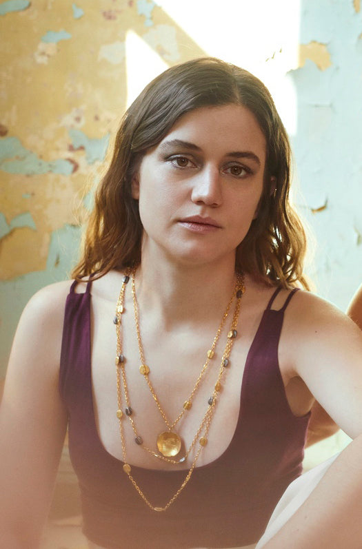 Long Gold Bean Necklace