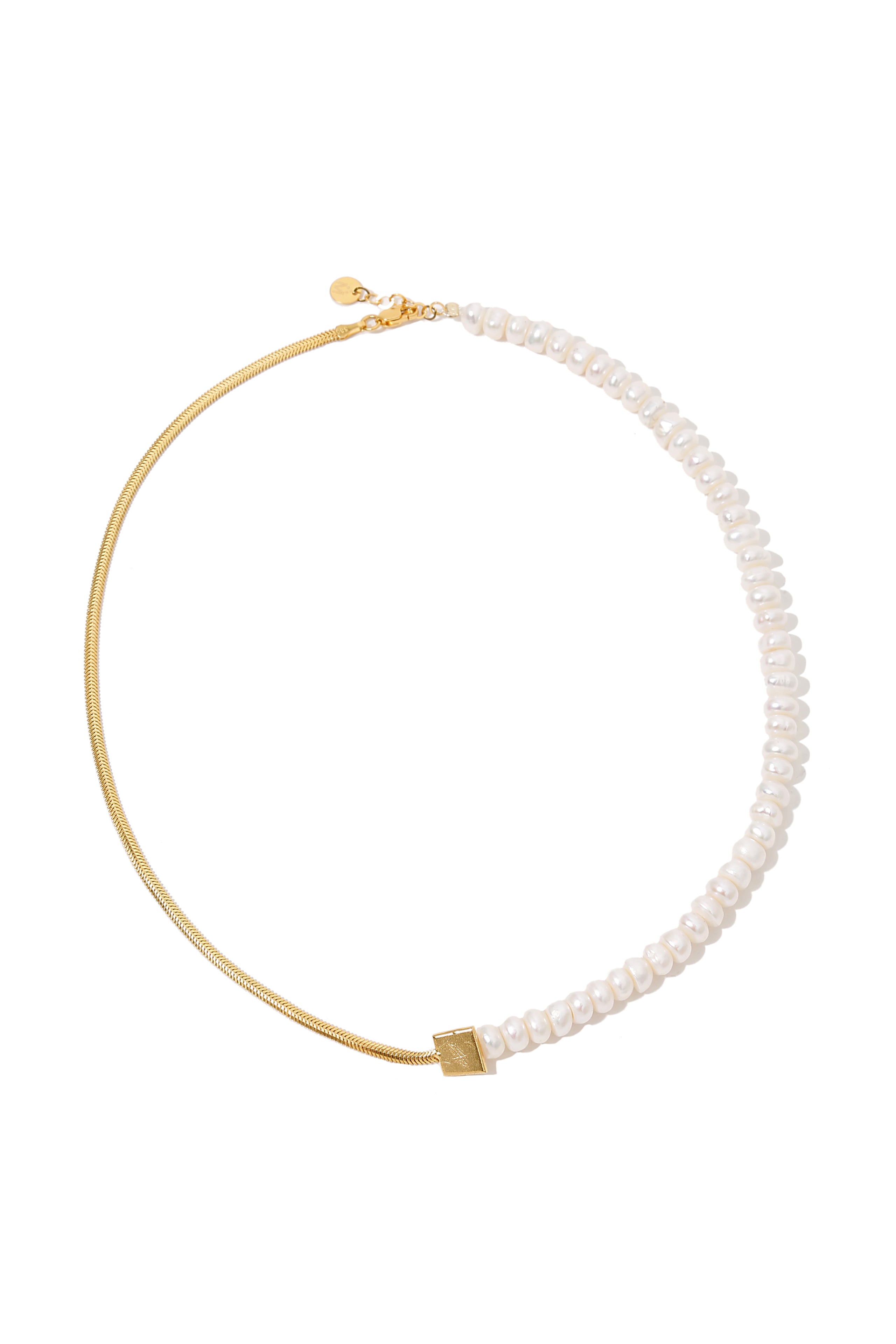Half Mosaic Half Pearl Necklace