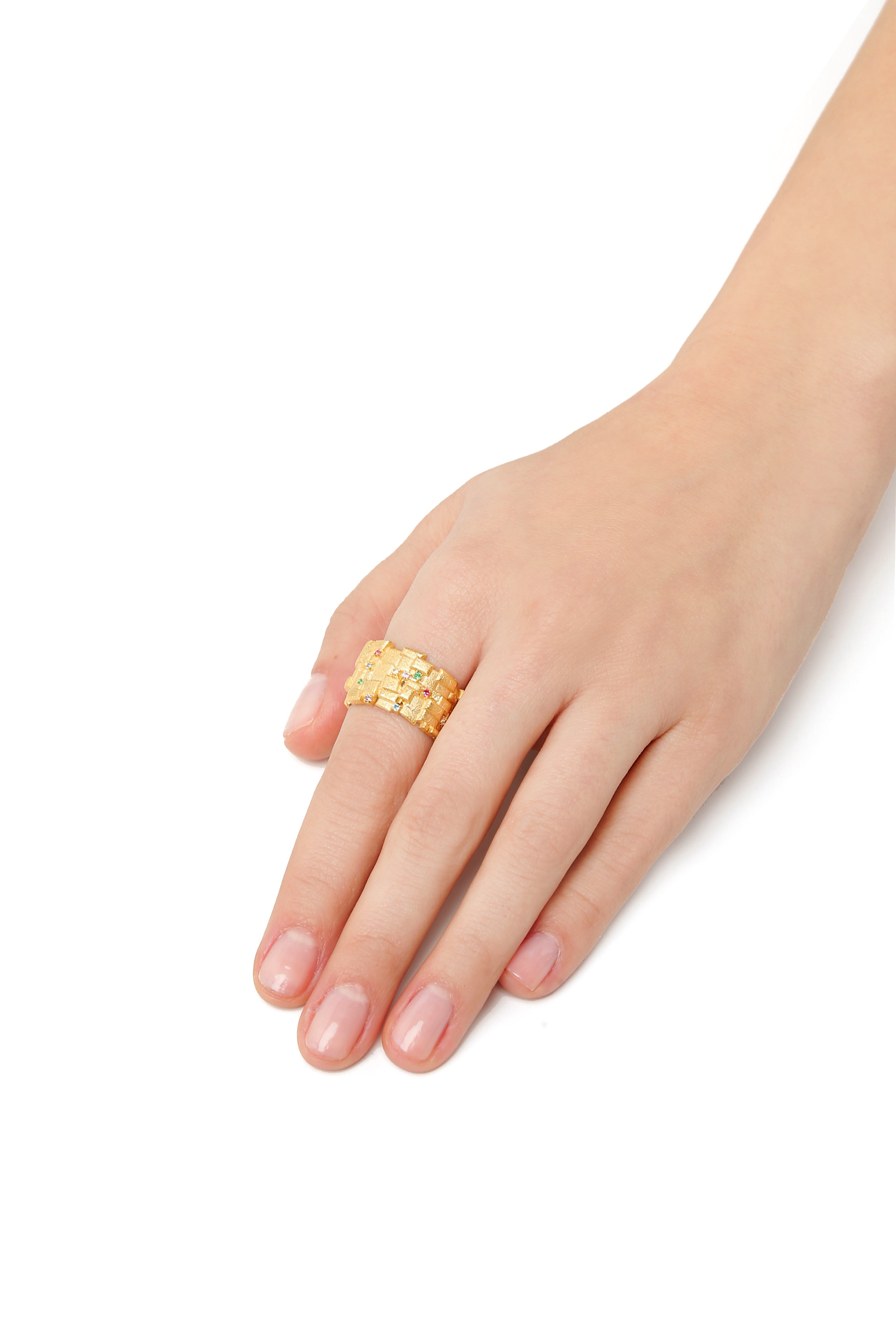 Mosaic Ring with Diamonds