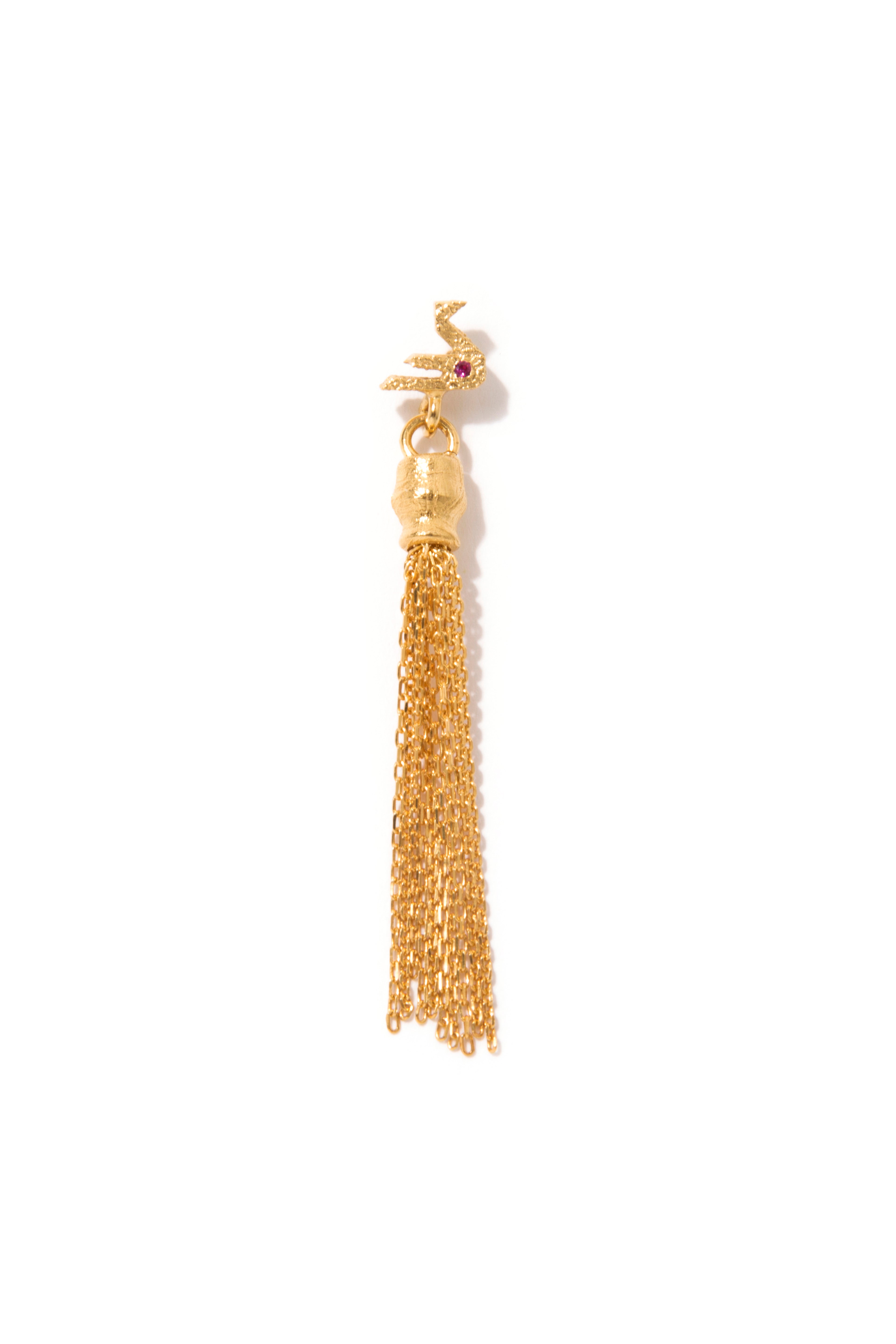 Small Bird Stud Earring with Tassel