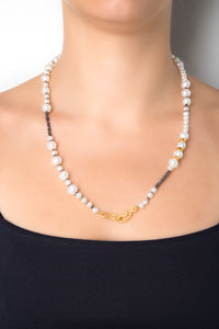 Pearl and Raw Diamond Necklaces