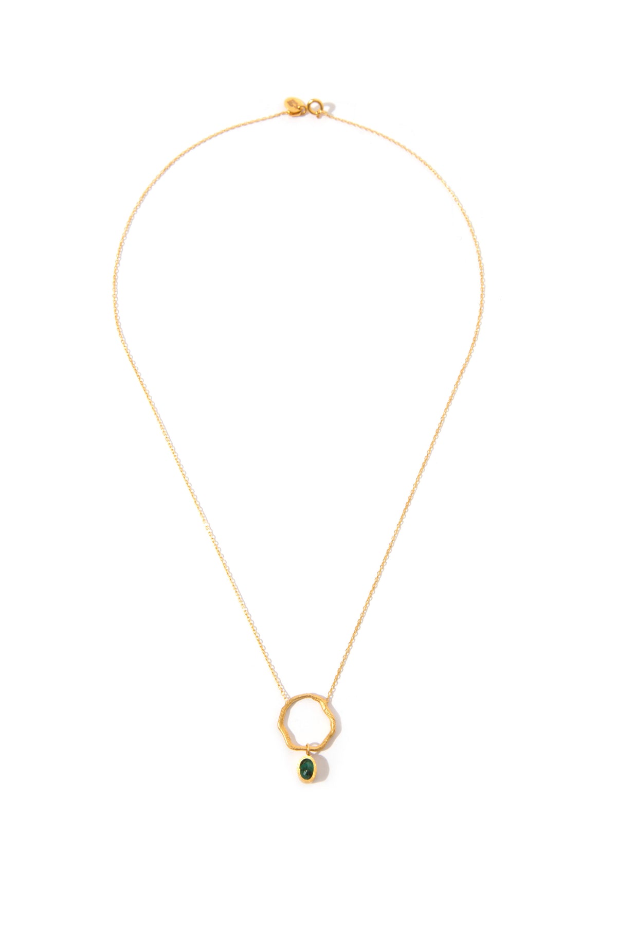 Emerald Stone Raw Luck Necklace