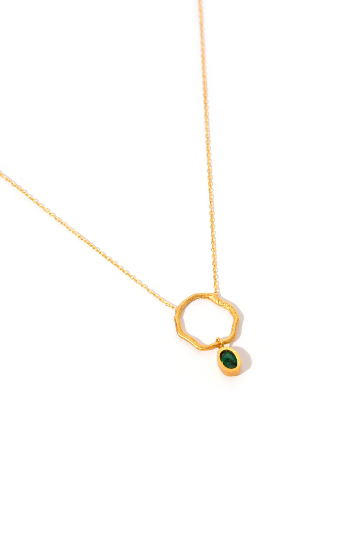 Emerald Stone Raw Luck Necklace