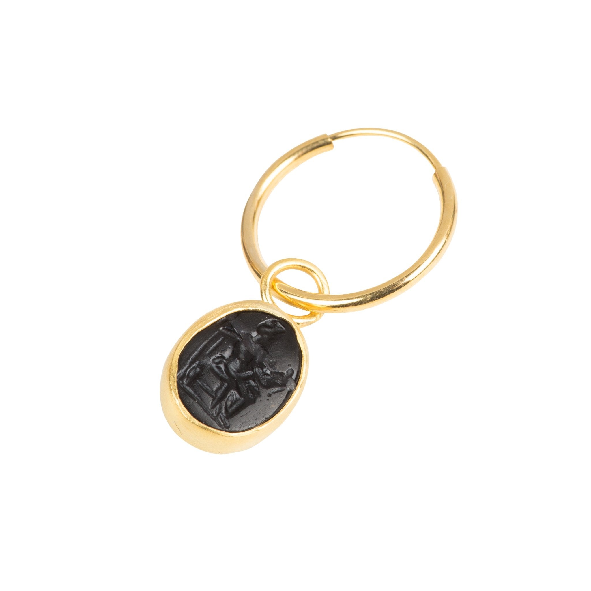 Medium Black Intaglio Hoop
