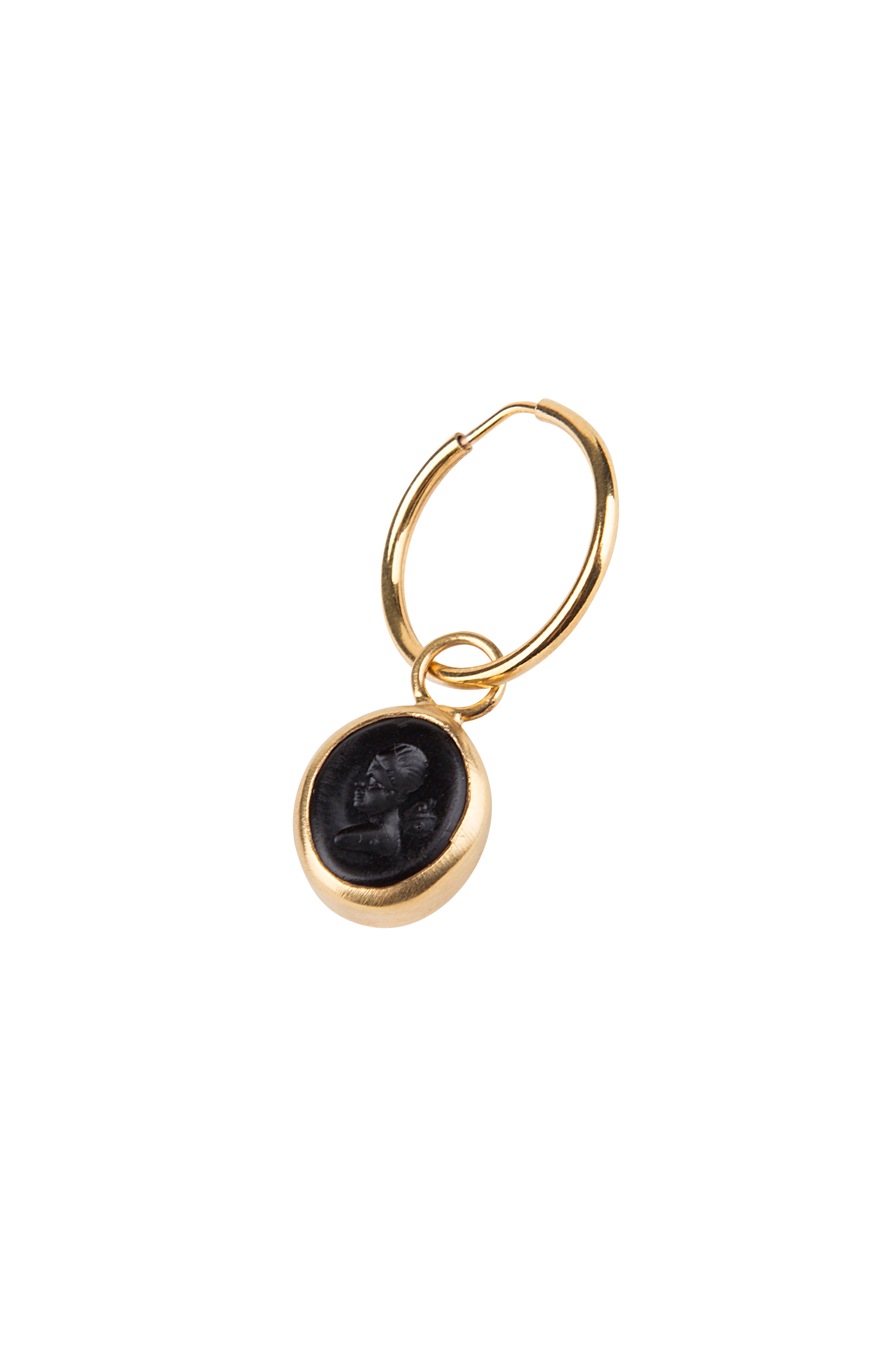 Small Black Intaglio Hoop