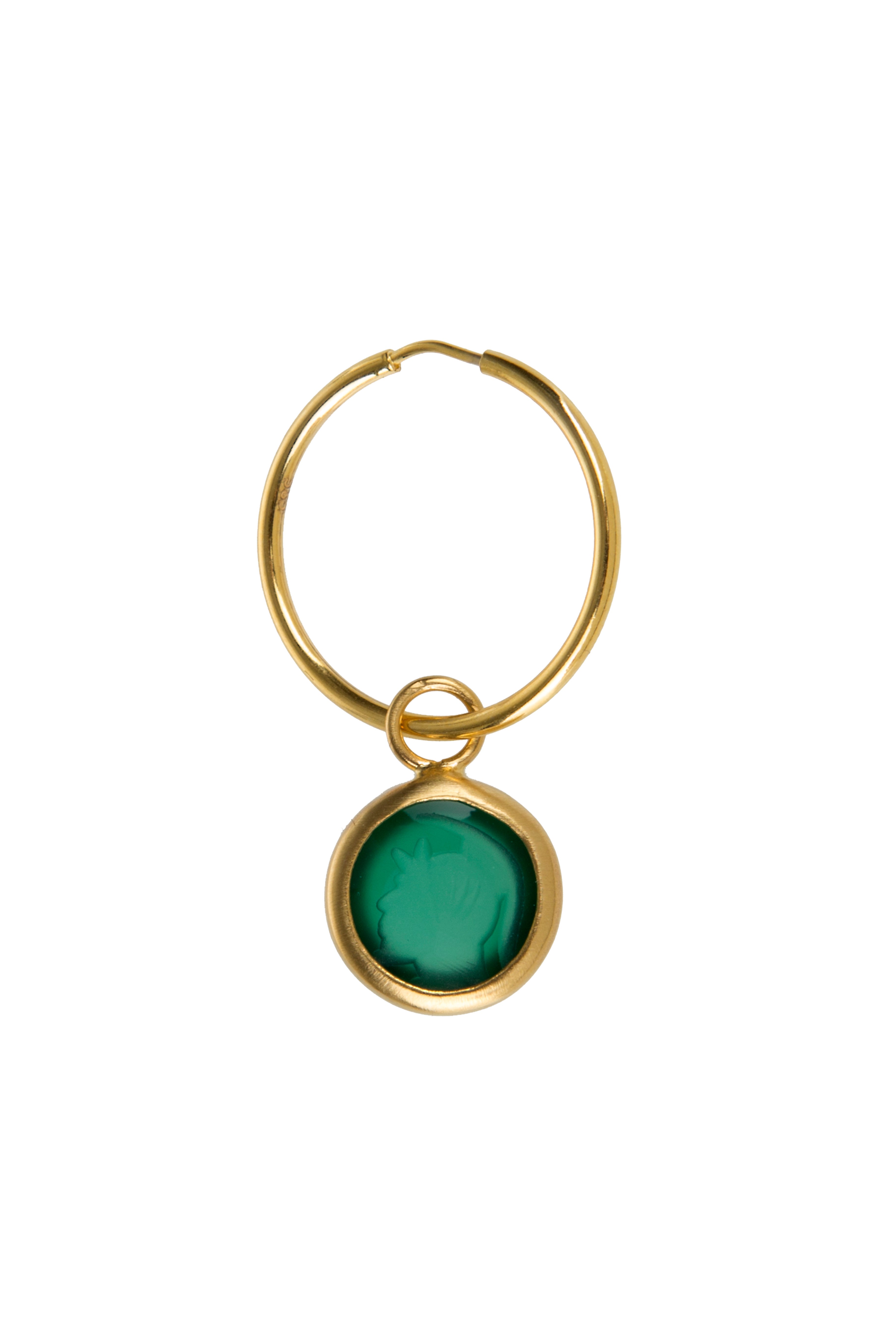Intaglio Hoop Earring Green