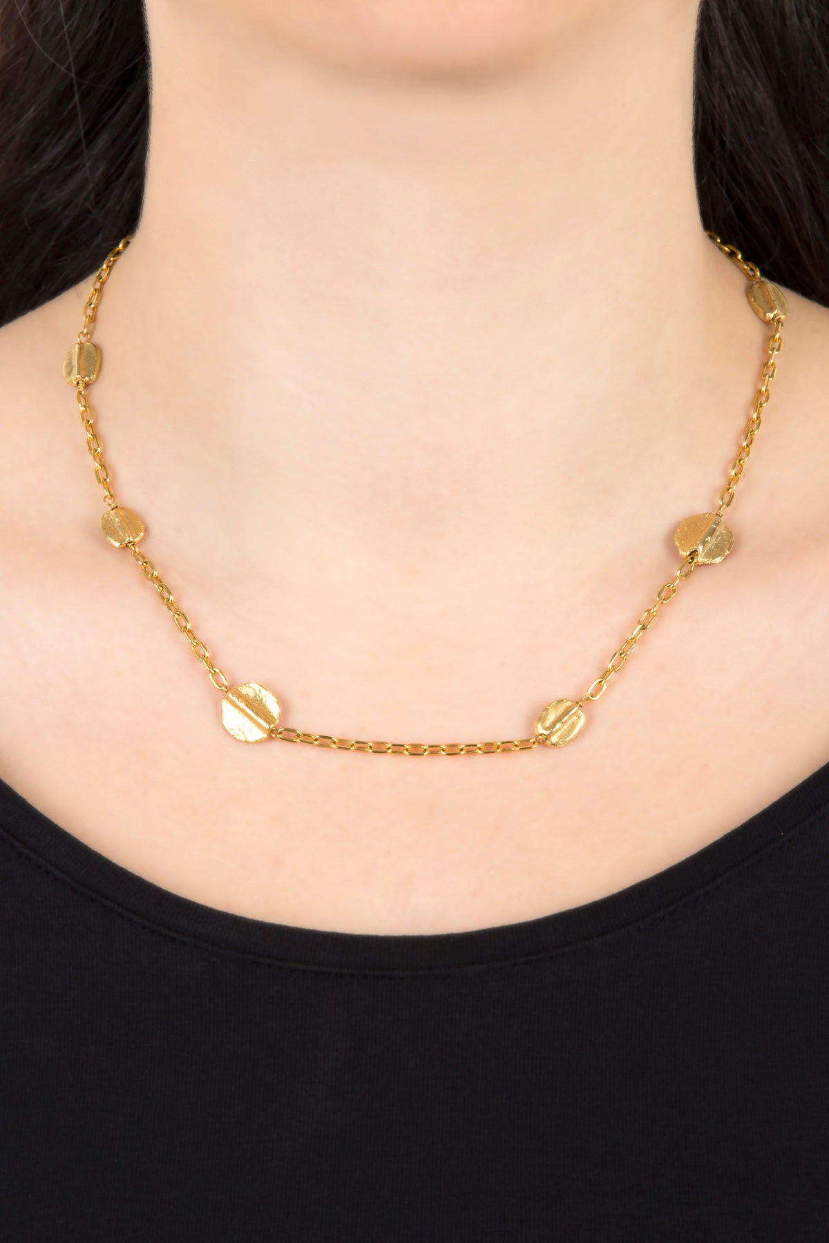 Short Gold Bean Necklace