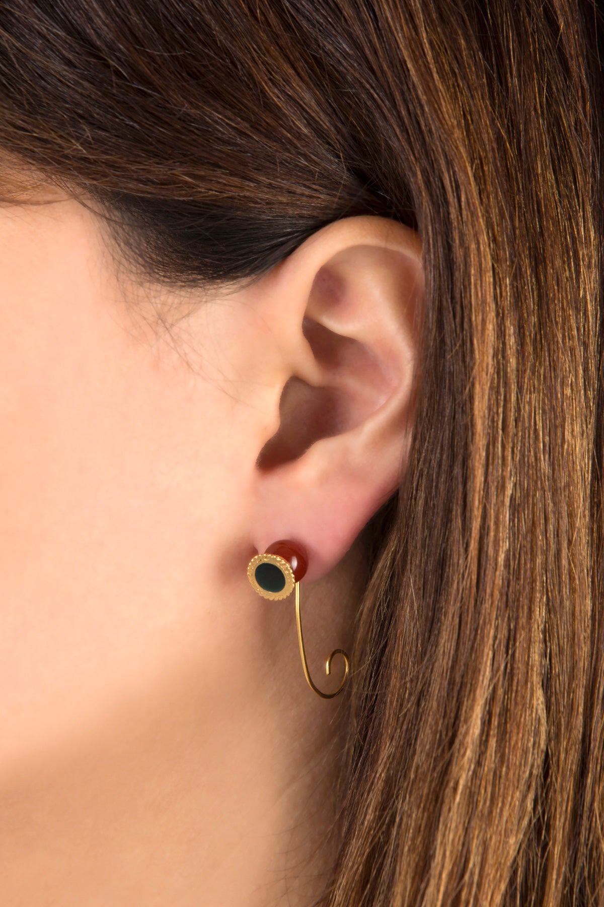 Carnelian Enamel Earring