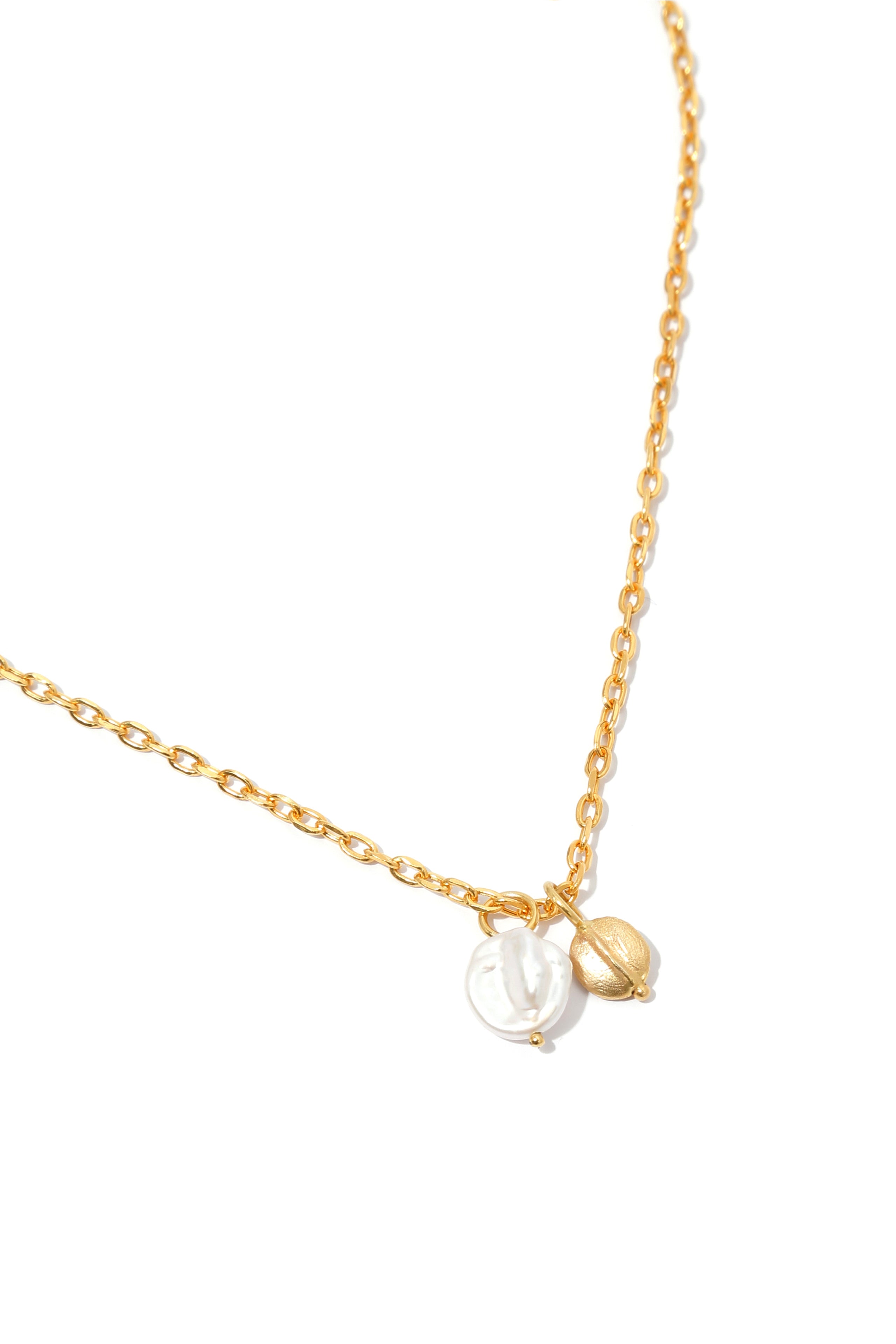 Coffee Bean Necklace with a Pearl