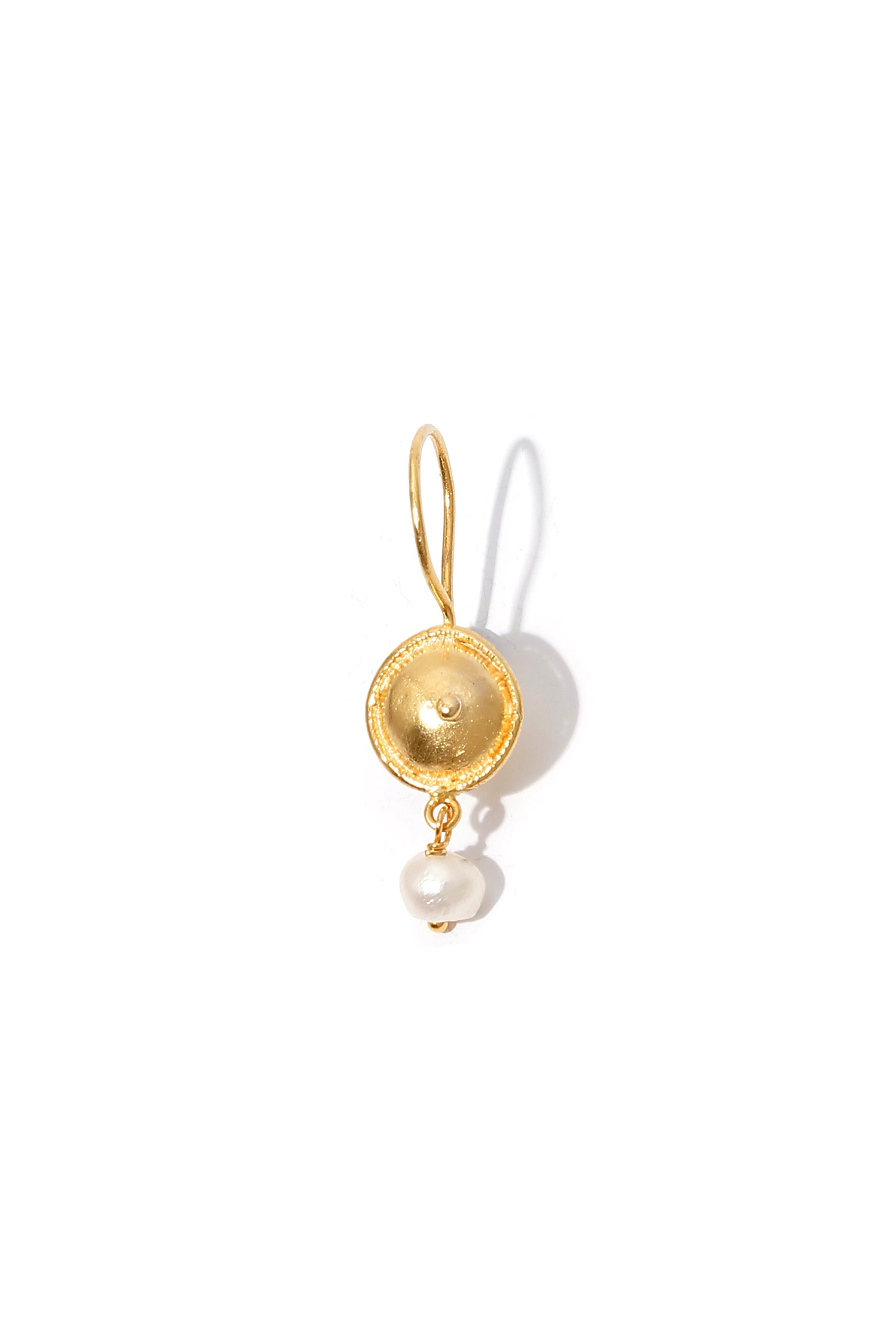Button Earring with a Pearl