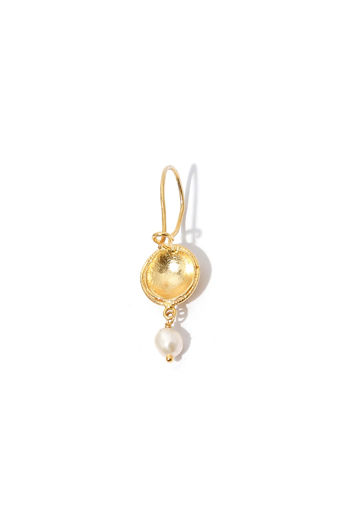 Button Earring with a Pearl
