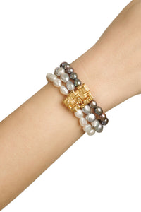 Pearly Bracelet with Mosaic Lock