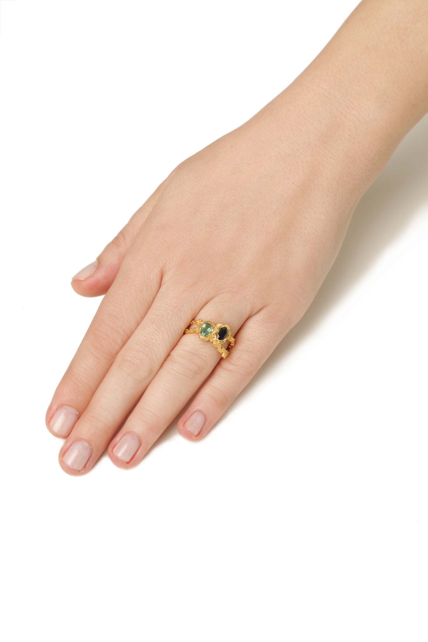 Mosaic Ring with Sapphire and Emerald
