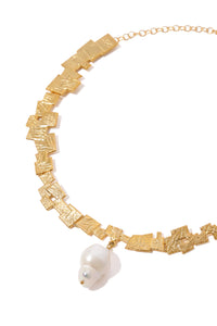 Mosaic Choker Necklace with Baroque Pearl