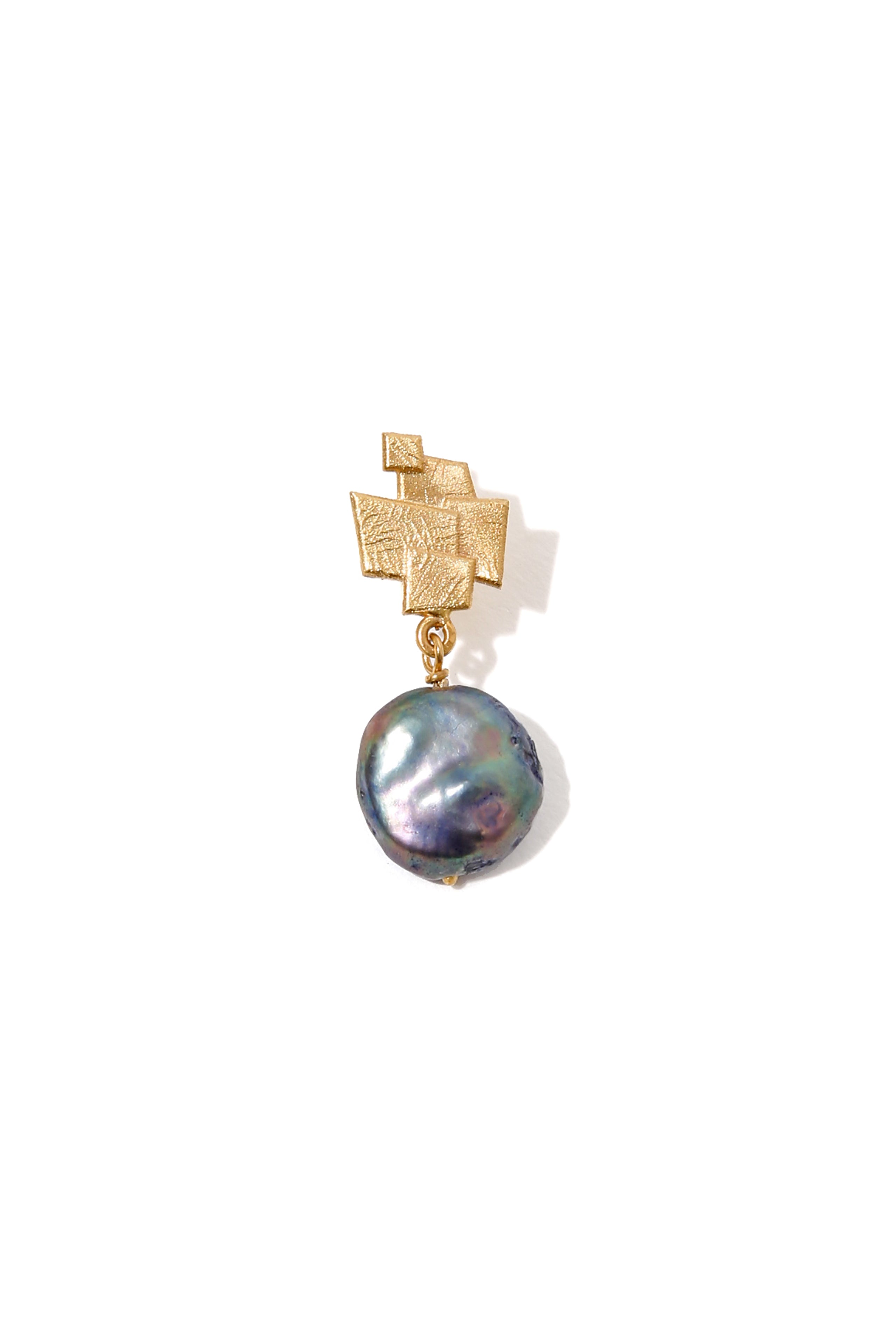 Mosaic Earring with Black Pearl