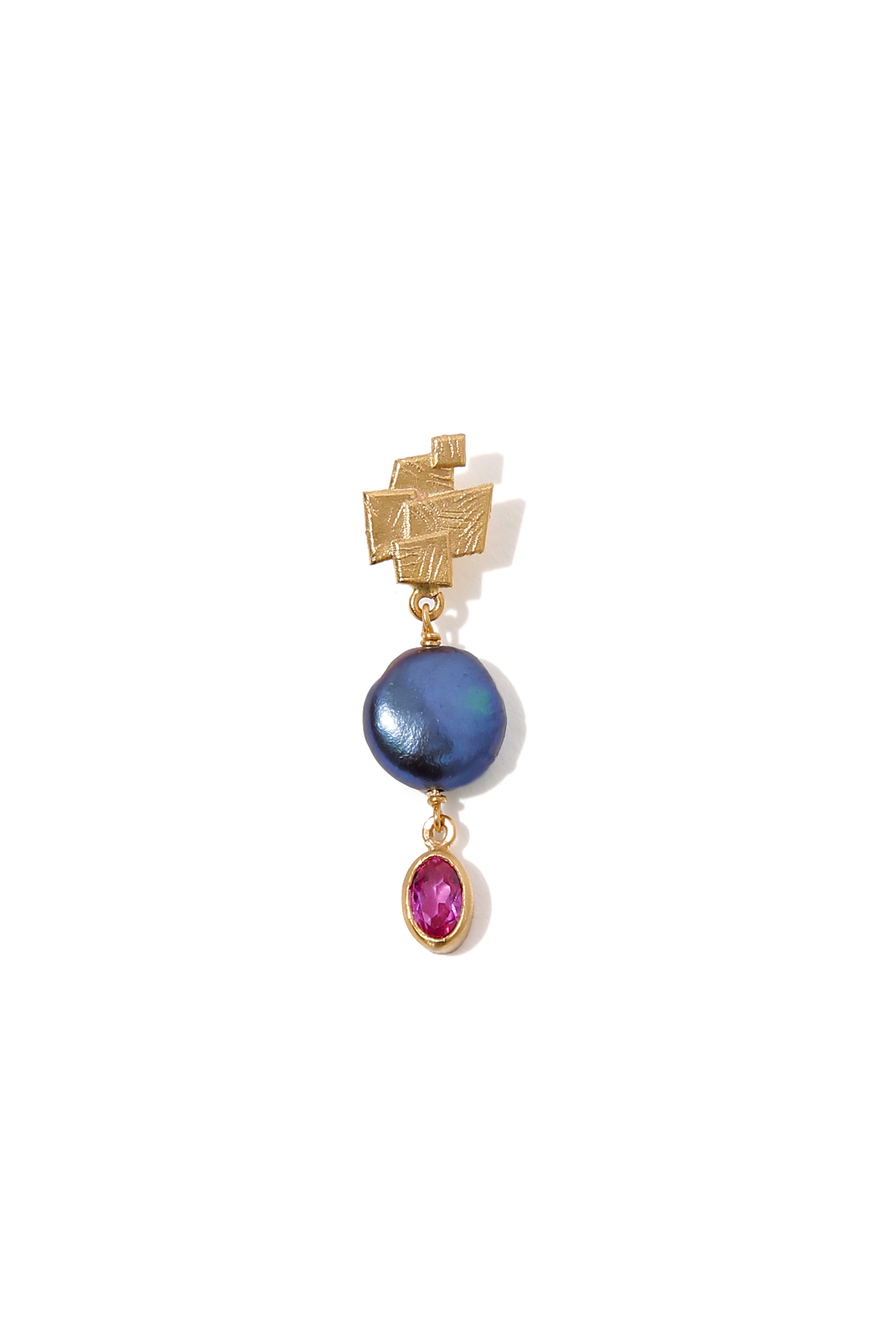 Mosaic Earring with Pearl & Tourmaline