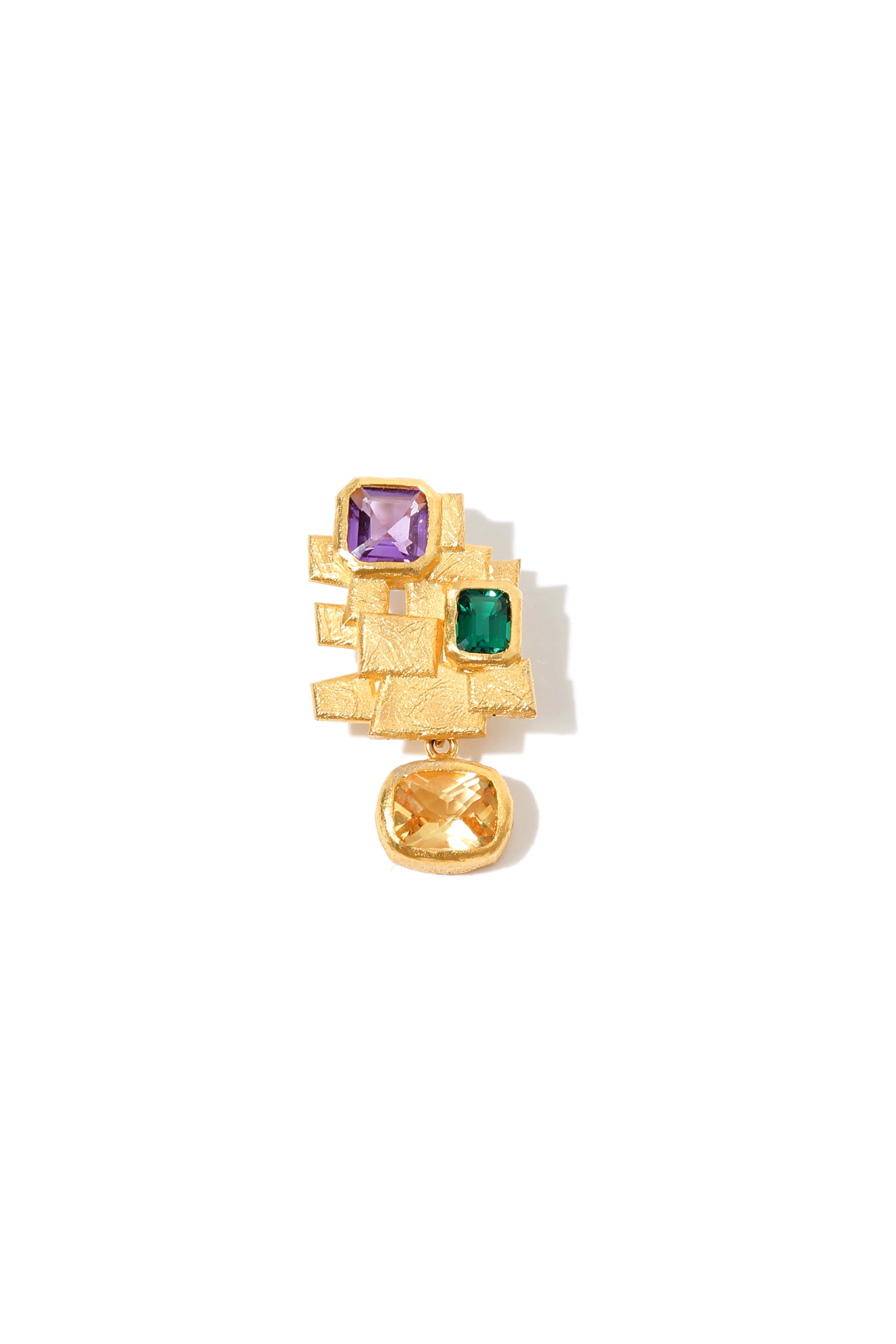 Mosaic Earring with Three Stones