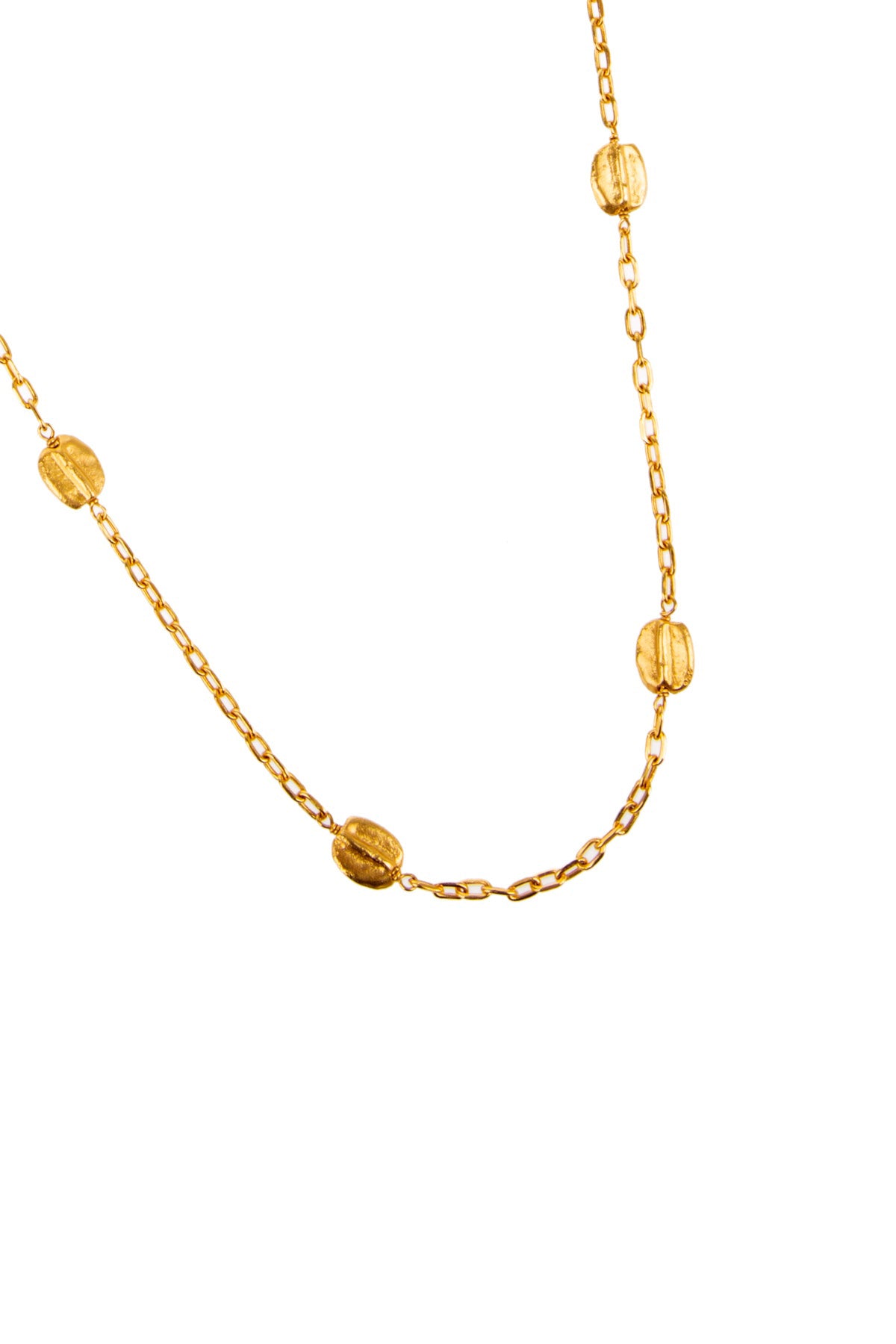 Long Gold Bean Necklace