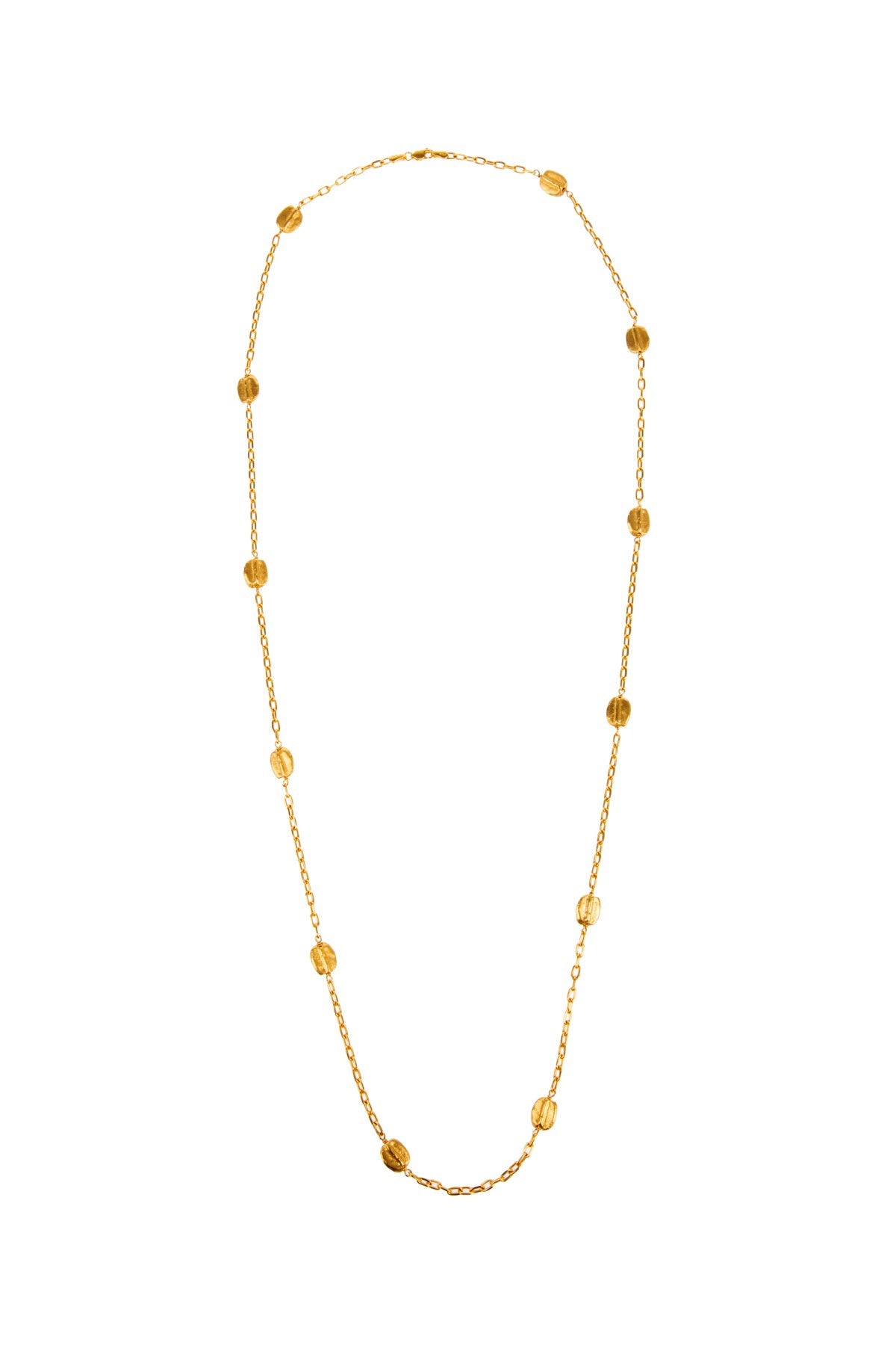 Long Gold Bean Necklace