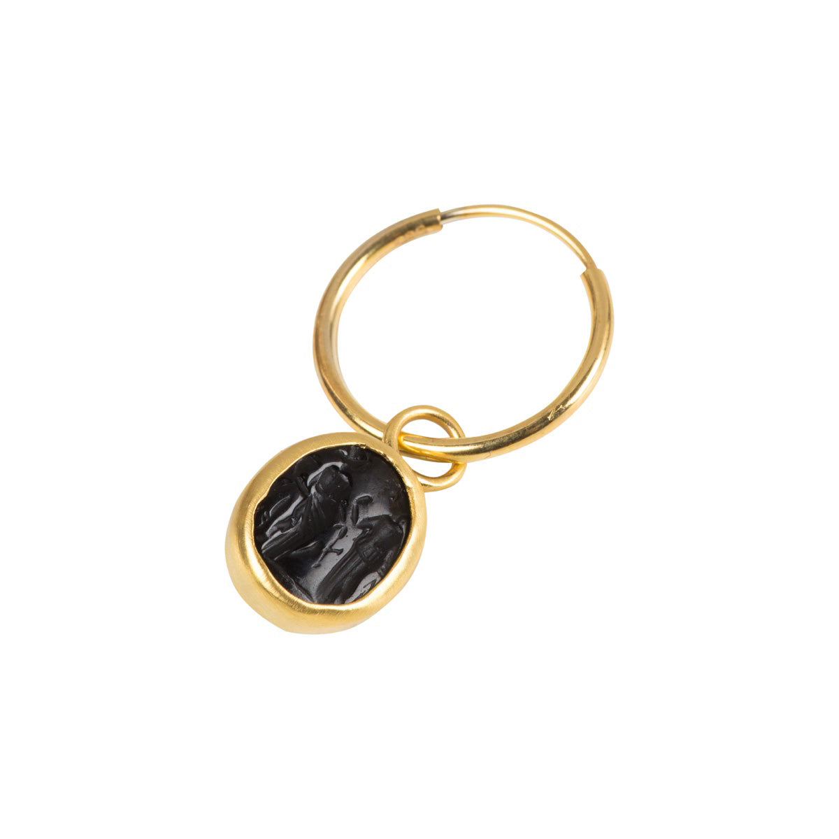 Small Black Intaglio Hoop