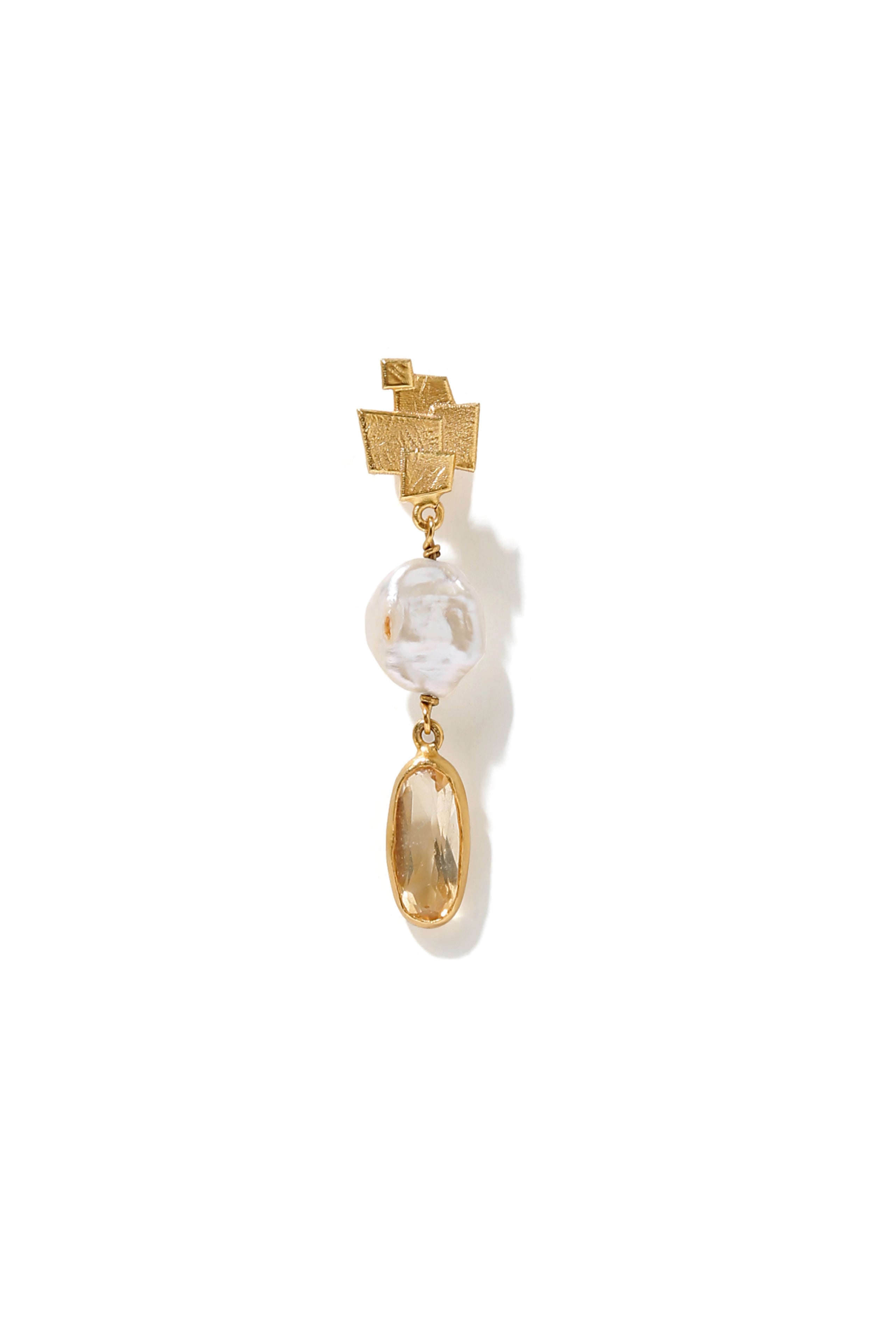 Mosaic Earring with Pearl & Citrin