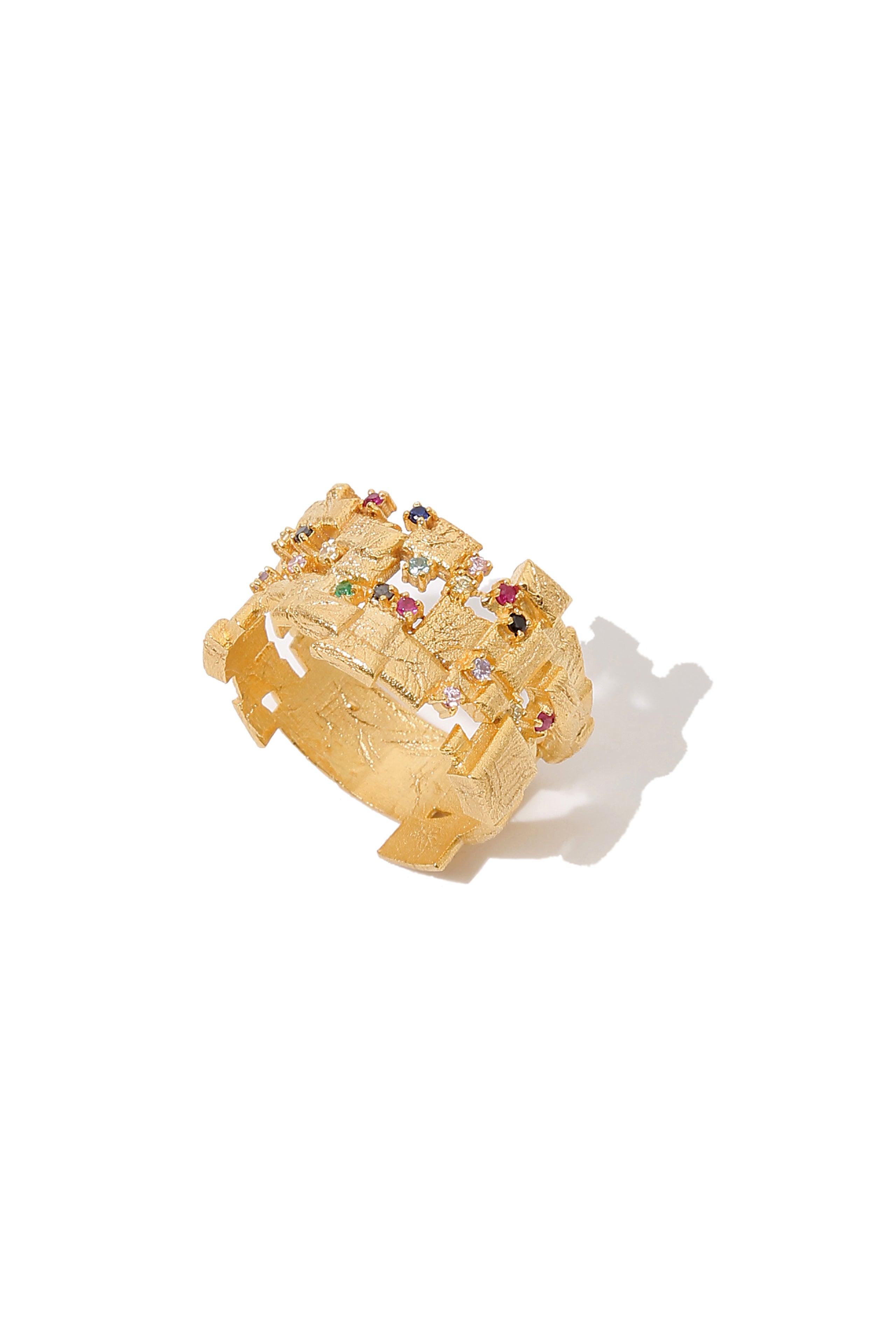 Scattered Mosaic Ring with Natural Stones