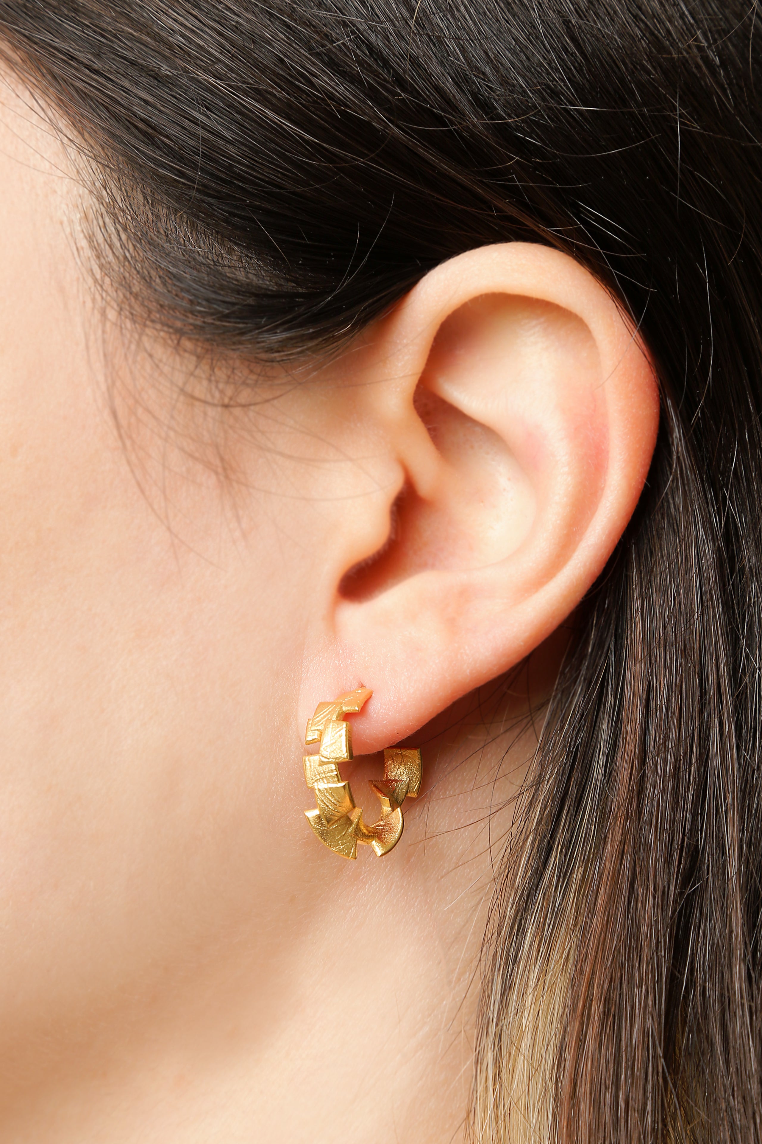 Half Twisted Mosaic Hoop Earring